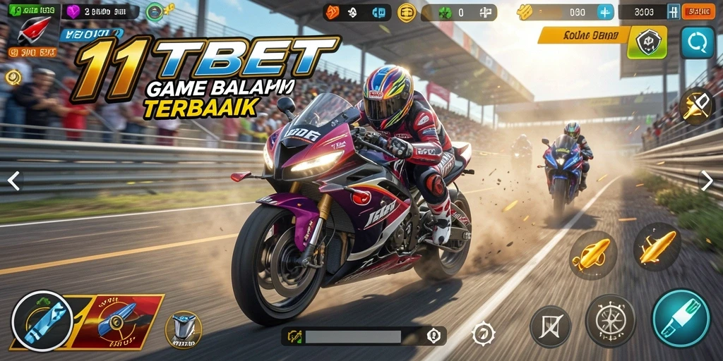 Screenshot gameplay 11TBET menunjukkan balapan motor yang seru dan mendebarkan.