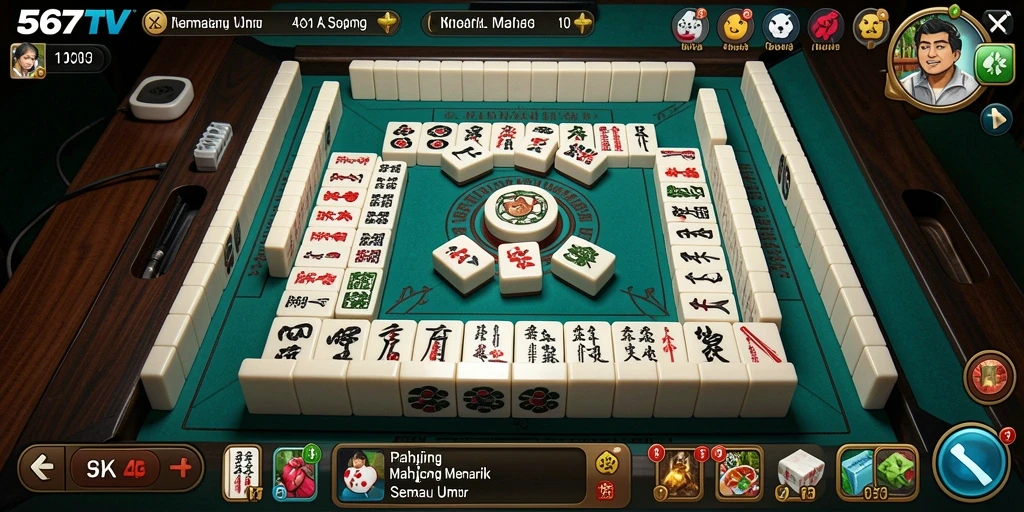 Screenshot gameplay Mahjong di 567TV yang menarik dan interaktif.