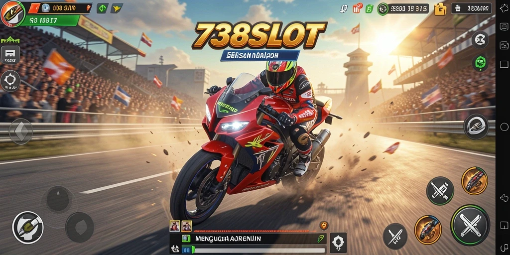 Gameplay seru di 738SLOT dengan balapan motor yang menantang.