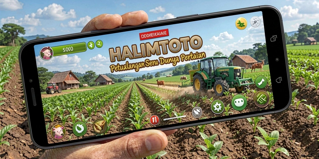 Tangkapan layar gameplay HALIMTOTO yang menunjukkan aktivitas bertani.