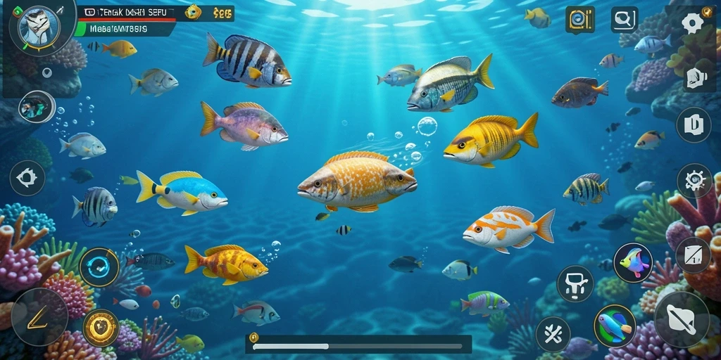 Tampilan gameplay MINTOTO dengan aksi menembak ikan yang seru.
