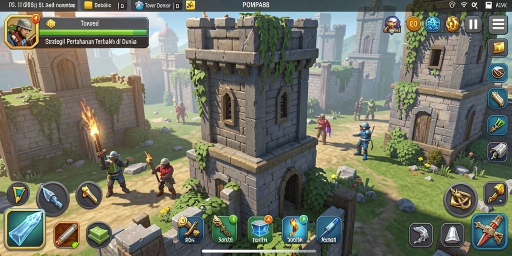 Screenshot POMPA88 menampilkan aksi seru permainan Tower Defense.