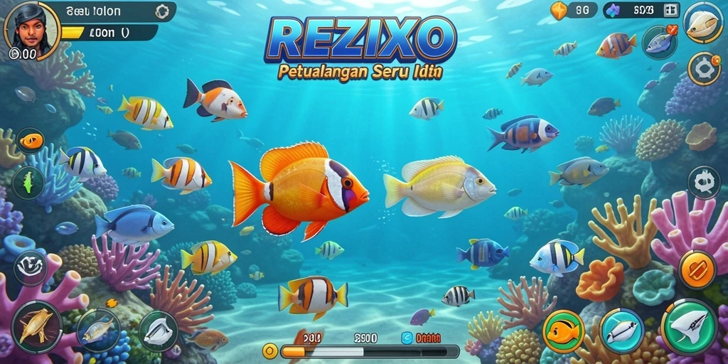 Screenshot gameplay REZIXO yang seru dengan aksi tembak ikan.