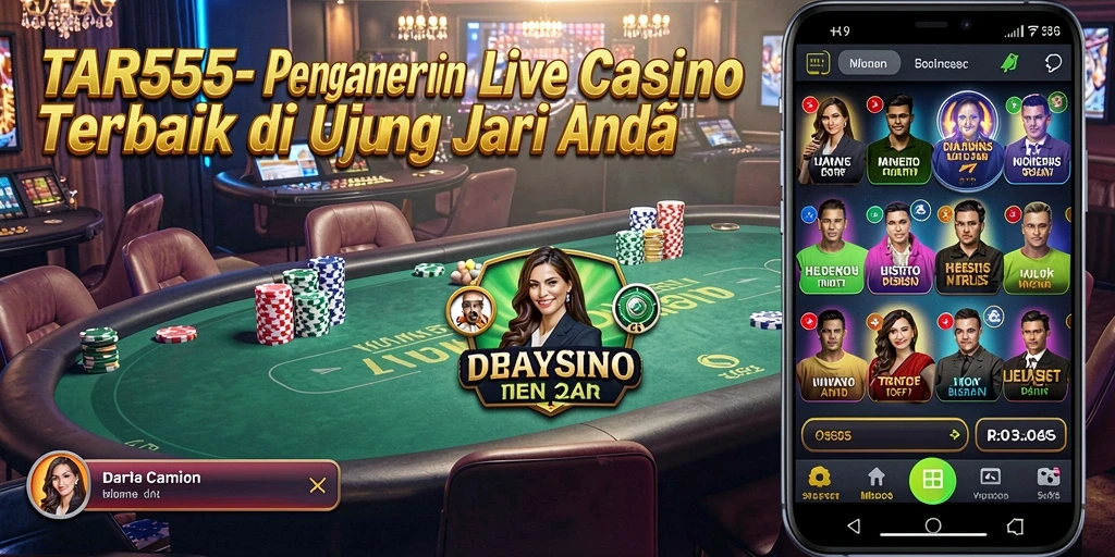 Gameplay TAR555 yang memukau dengan dealer langsung di layar.