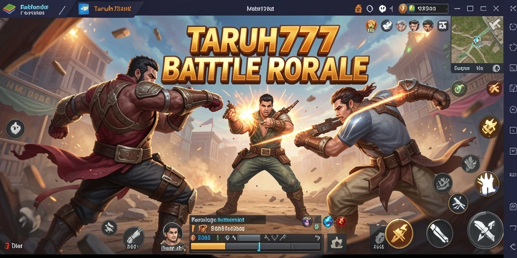 Tampilan gameplay TARUH777 saat pertempuran intens di peta luas.
