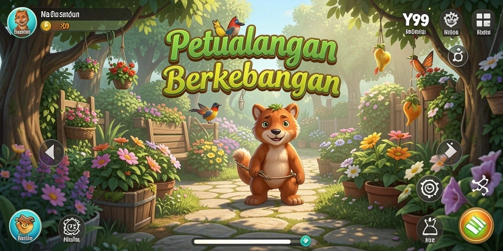 Tampilan gameplay Y89 dengan ladang dan hewan ternak yang aktif.
